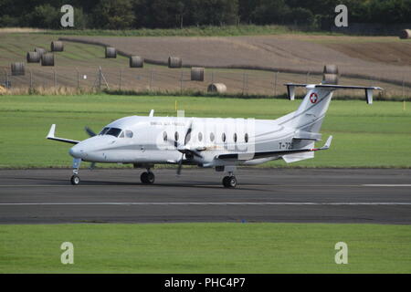 T-729, a Beechcraft 1900D operated by the Swiss Air Force, at Prestwick International Airport in Ayrshire. Stock Photo