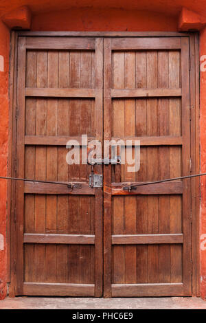 closed wooden gate Stock Photo