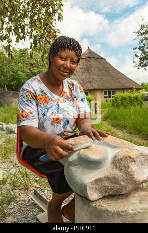 A stone sculpture artist in Harare Zimbabwe. Stock Photo