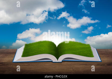 Open book in paper recycling concept - 3d rendering Stock Photo