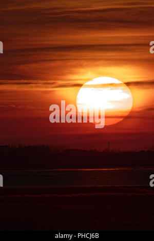 Sunset over the Dutch coast Stock Photo