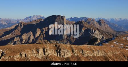 Rugged mountain ranges seen from Chaeserrugg, Switzerland. Stock Photo