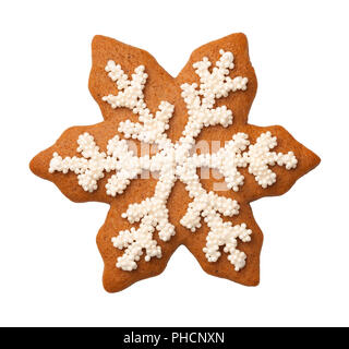 Gingerbread Snowflake Cookie Isolated on White Background Stock Photo
