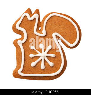 Gingerbread Squirrel Cookie Isolated on White Background Stock Photo