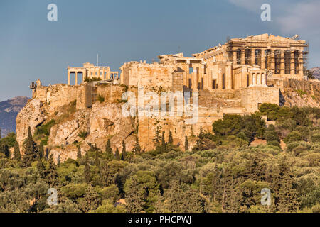 Acropolis from Pnyx hill, Athens, Greece Stock Photo