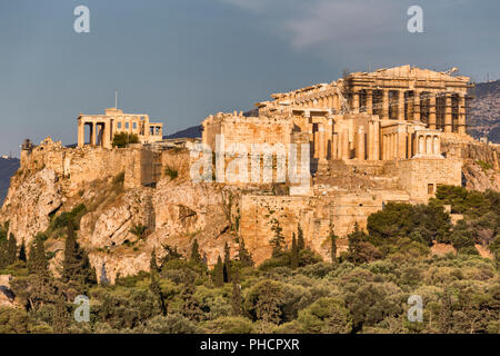 Acropolis from Pnyx hill, Athens, Greece Stock Photo