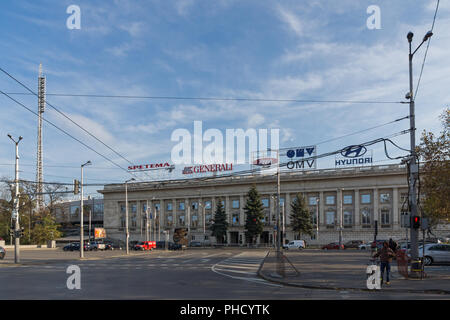 SOFIA, BULGARIA - NOVEMBER 7, 2017: National Stadium Vasil Levski and Evlogy Georgiev street in city of Sofia, Bulgaria Stock Photo