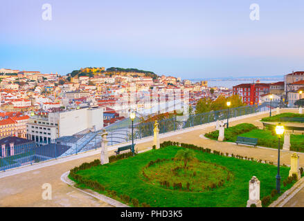 Lisbon skyline from famous viewpoint Stock Photo