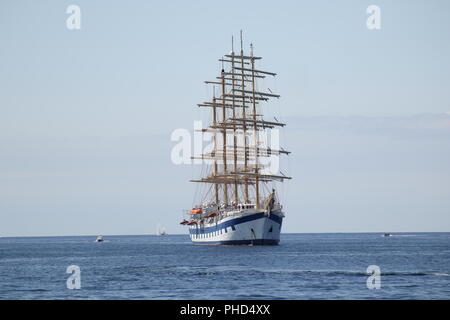 a big sailing ship on ocean Stock Photo