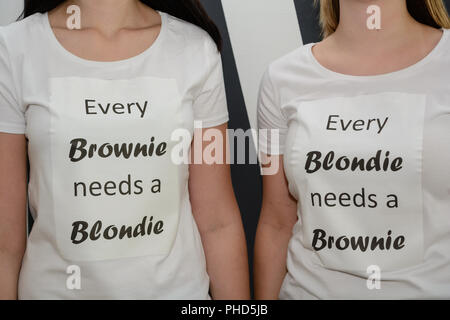 T-shirt with transfer foil self-formed - closeup handmade fashion Stock Photo