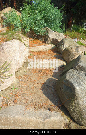 Stone path made of field stones Stock Photo