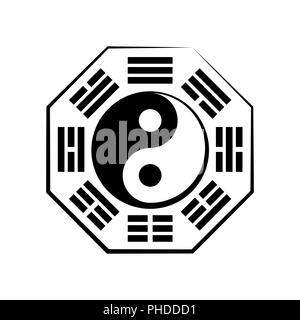 Yin & Yang (duality) and Bā-guà (the eight trigrams) Stock Photo