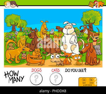 counting cats and dogs educational game Stock Photo