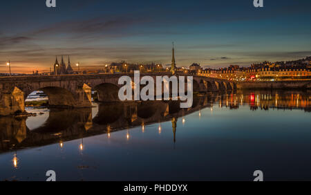 Jacques-Gabriel Bridge over the Loire River in Blois, France Stock Photo