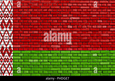 flag of Belarus painted on brick wall Stock Photo