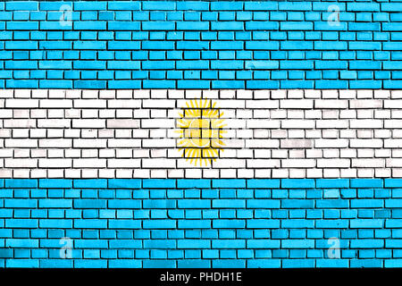 flag of Argentina painted on brick wall Stock Photo