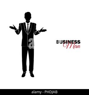 Businessman, Manager. A man in a business suit. Businessman spreads his arms, is surprised Stock Vector