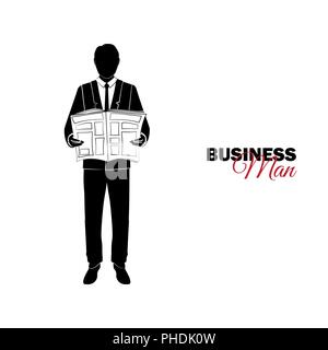 Businessman, Manager. A man in a business suit. Businessman reading a newspaper Stock Vector