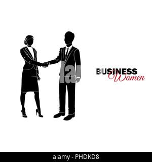 Businesswoman. Woman in business suit. Businesswoman shaking hands with a businesswoman Stock Vector