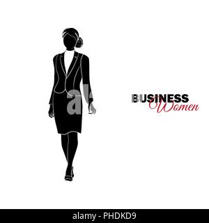 Businesswoman. Woman in business suit. Businesswoman steps up Stock Vector