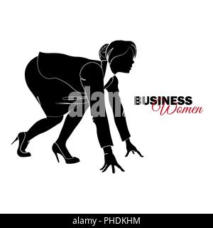 Businesswoman. Woman in business suit. Businesswoman at low start Stock Vector