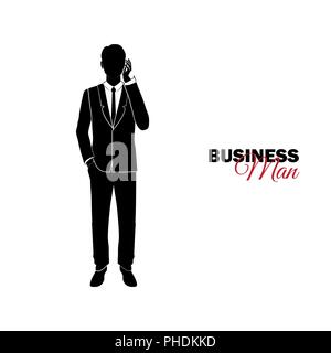 Businessman, Manager. A man in a business suit. Businessman speaks by phone Stock Vector