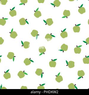 seamless background with green apples. Autumnal seasonal background, school bright fruits Stock Vector
