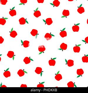 seamless background with red apples. Autumnal seasonal background, school bright fruits Stock Vector
