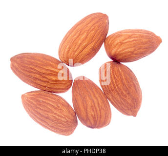 Almonds on white Stock Photo