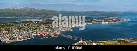 Panoramic view of Tromso and its port, Norway Stock Photo