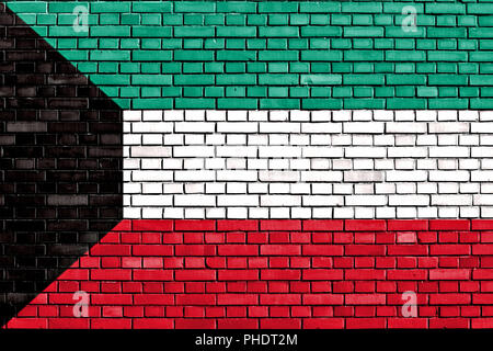 Kuwait flag painted on brick wall with wooden floor Stock Photo - Alamy