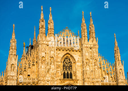 Night view of famous Milan Cathedral (Duomo di Milano) on piazza in