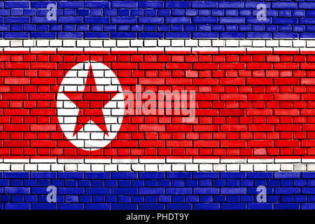 flag of North Korea painted on brick wall Stock Photo