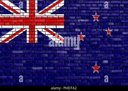 flag of New Zealand painted on brick wall Stock Photo