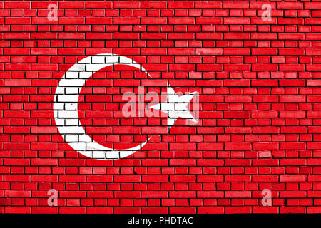 flag of Turkey painted on brick wall Stock Photo