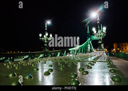 Old Iron Bridge across the Danube River in Budapest Stock Photo