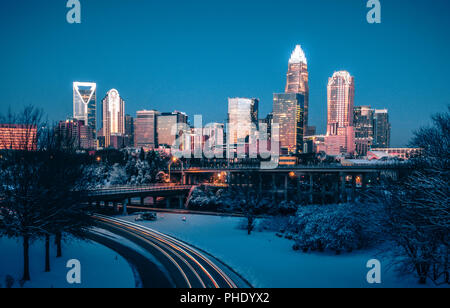 Rare winter scenery around charlotte north carolina Stock Photo