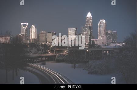 Rare winter scenery around charlotte north carolina Stock Photo