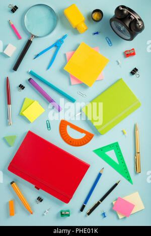 school accessories at abstract background surface Stock Photo