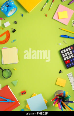 school accessories at abstract background surface Stock Photo