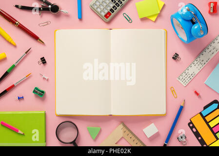 school accessories at abstract background surface Stock Photo