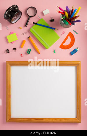 school accessories at abstract background surface Stock Photo
