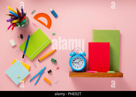 school accessories at abstract background surface Stock Photo