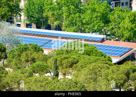Solar panels on the house roof Stock Photo