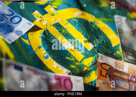 Euro sign on acryl paint near Stock Photo