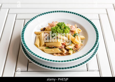 Bacon Aglio olio pasta Stock Photo