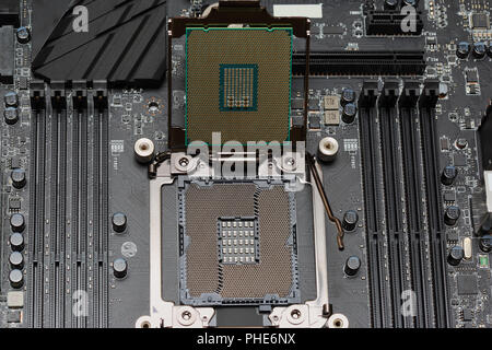 central processor unit on motherboard Stock Photo