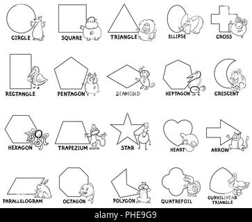 basic geometric shapes with animal characters Stock Photo