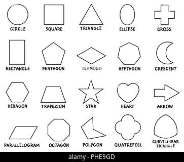 education basic geometric shapes with captions Stock Photo