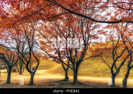 royal mounds with autumn foliage Stock Photo